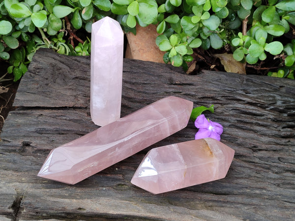 Polished Mixed Rose Quartz Items x 3 From Ambatondrazaka, Madagascar