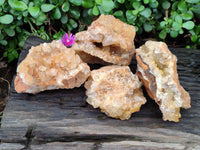 Natural Limonite Quartz Clusters x 4 From Mwinilunga, Zambia