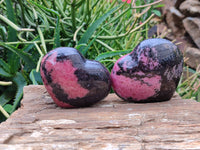 Polished Rhodonite Hearts x 4 From Ambindavato, Madagascar