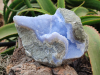 Natural Blue Lace Agate Geode Specimens x 2 From Nsanje, Malawi