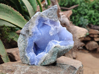 Natural Blue Lace Agate Geode Specimens x 2 From Nsanje, Malawi