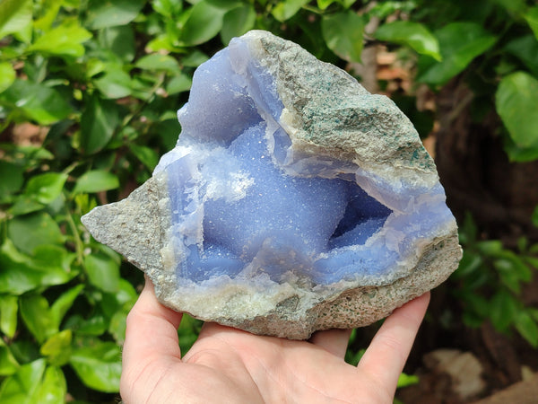 Natural Blue Lace Agate Geode Specimens x 2 From Nsanje, Malawi