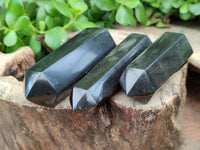 Polished Black Basalt Point-Prisms x 12 From Antsirabe, Madagascar