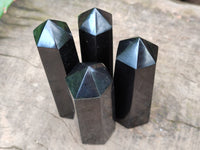 Polished Black Basalt Point-Prisms x 12 From Antsirabe, Madagascar