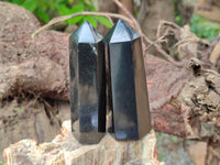 Polished Black Basalt Point-Prisms x 12 From Antsirabe, Madagascar