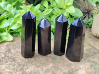 Polished Black Basalt Point-Prisms x 12 From Antsirabe, Madagascar