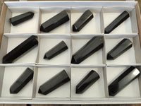 Polished Black Basalt Point-Prisms x 12 From Antsirabe, Madagascar