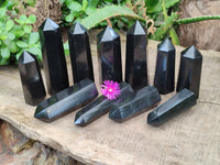 Polished Black Basalt Point-Prisms x 12 From Antsirabe, Madagascar