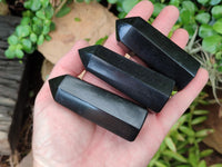 Polished Black Basalt Point-Prisms x 12 From Antsirabe, Madagascar