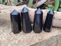 Polished Black Basalt Point-Prisms x 12 From Antsirabe, Madagascar