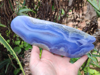 Polished Blue Lace Agate Standing Free Forms x 2 From Nsanje, Malawi