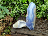 Polished Blue Lace Agate Standing Free Forms x 2 From Nsanje, Malawi