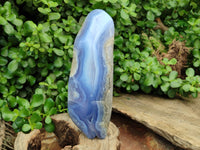 Polished Blue Lace Agate Standing Free Forms x 2 From Nsanje, Malawi