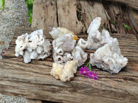 Natural Drusy Quartz Coated Calcite Pseudomorph Specimens x 6 From Alberts Mountain, Lesotho