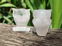 Polished Mini Rainbow Fluorite Owl Carvings - sold per item - From Uis, Namibia