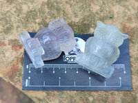 Polished Mini Rainbow Fluorite Owl Carvings - sold per item - From Uis, Namibia