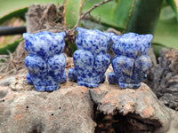 Polished Sodalite Owl Carvings - sold per item - From Namibia