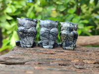 Polished Banded Tiger Iron Jasper Owl Carvings - sold per item - From Australia