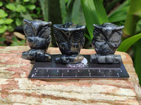 Polished Banded Tiger Iron Jasper Owl Carvings - sold per item - From Australia