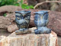 Polished Banded Tiger Iron Jasper Owl Carvings - sold per item - From Australia