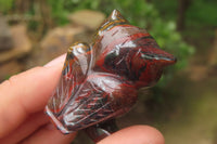 Polished Mini Banded Tiger Iron Jasper Owl Carvings - sold per item - From Australia