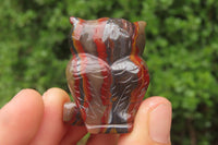 Polished Mini Banded Tiger Iron Jasper Owl Carvings - sold per item - From Australia