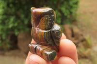 Polished Mini Banded Tiger Iron Jasper Owl Carvings - sold per item - From Australia