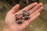 Polished Mini Banded Tiger Iron Jasper Owl Carvings - sold per item - From Australia