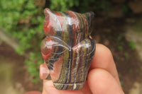 Polished Mini Banded Tiger Iron Jasper Owl Carvings - sold per item - From Australia