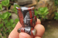 Polished Mini Banded Tiger Iron Jasper Owl Carvings - sold per item - From Australia