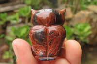 Polished Mini Banded Tiger Iron Jasper Owl Carvings - sold per item - From Australia