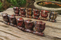 Polished Mini Banded Tiger Iron Jasper Owl Carvings - sold per item - From Australia