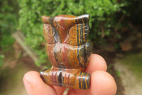 Polished Mini Banded Tiger Iron Jasper Owl Carvings - sold per item - From Australia