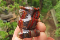 Polished Mini Banded Tiger Iron Jasper Owl Carvings - sold per item - From Australia