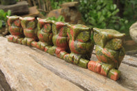 Polished Mini Unakite Owl Carvings - sold per item - From South Africa