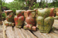 Polished Mini Unakite Owl Carvings - sold per item - From South Africa