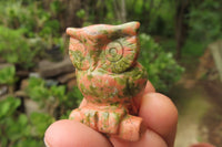 Polished Mini Unakite Owl Carvings - sold per item - From South Africa