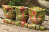 Polished Mini Unakite Owl Carvings - sold per item - From South Africa