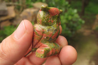 Polished Mini Unakite Owl Carvings - sold per item - From South Africa