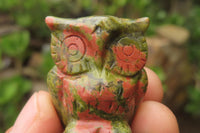 Polished Mini Unakite Owl Carvings - sold per item - From South Africa