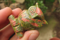 Polished Mini Unakite Owl Carvings - sold per item - From South Africa