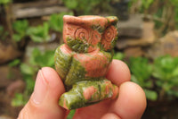 Polished Mini Unakite Owl Carvings - sold per item - From South Africa