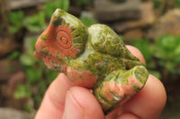 Polished Mini Unakite Owl Carvings - sold per item - From South Africa