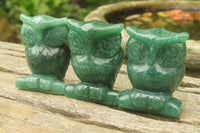 Polished Mini Aventurine Owl Carvings - sold per item - From Zimbabwe