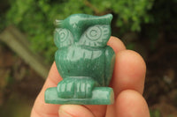 Polished Mini Aventurine Owl Carvings - sold per item - From Zimbabwe