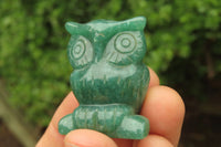 Polished Mini Aventurine Owl Carvings - sold per item - From Zimbabwe