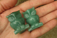 Polished Mini Aventurine Owl Carvings - sold per item - From Zimbabwe