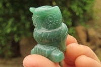 Polished Mini Aventurine Owl Carvings - sold per item - From Zimbabwe