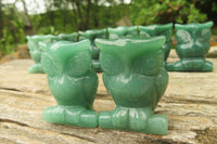 Polished Mini Aventurine Owl Carvings - sold per item - From Zimbabwe