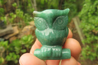 Polished Mini Aventurine Owl Carvings - sold per item - From Zimbabwe